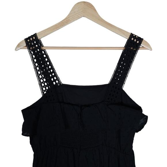 J. Crew Womens Dress 0 Black Midi Swiss Dot Ruffle Sleeveless A Line Flowy NWT - Picture 9 of 14